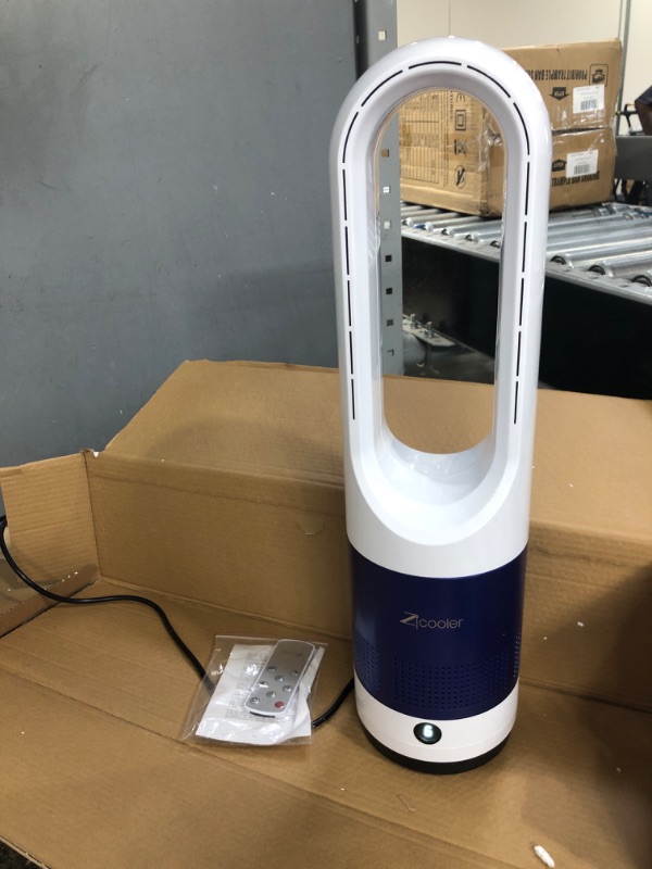 Photo 2 of **USED** ZICOOLER Bladeless Tower Fan and Air Purifier, 80° Oscillating Fan for Bedroom, 32 inch Standing Floor Fans with HEPA Filter 99.97%, Remote, Quiet Cooling Fan for Indoor Home Office Room
