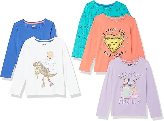 Photo 1 of Amazon Essentials Girls and Toddlers' Long-Sleeve T-Shirts (Previously Spotted Zebra), Multipacks 
