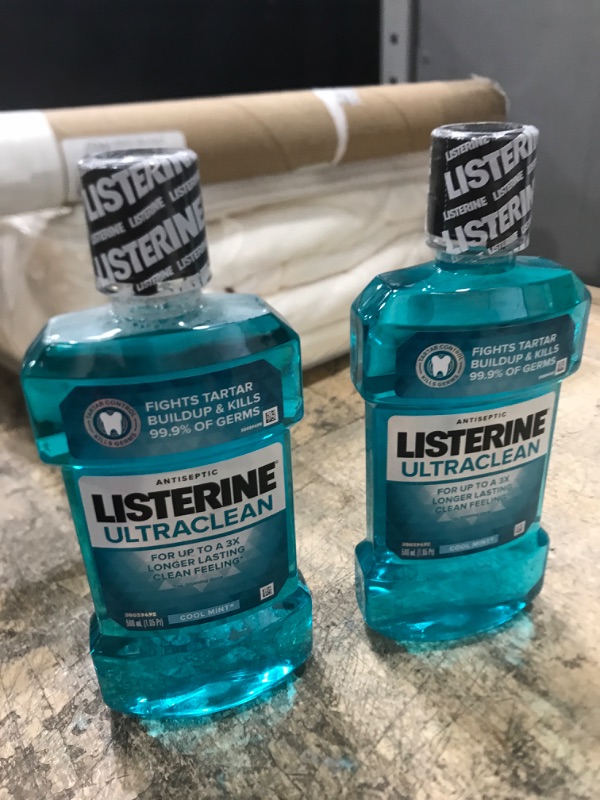 Photo 1 of 2 pack - Listerine Ultraclean Oral Care Antiseptic Mouthwash to Help Fight Bad Breath Germs Gingivitis Plaque and Tartar Oral Rinse Mouthwash (Pack of 1)