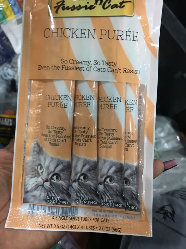 Photo 1 of 12   Fussie Cat Chicken Puree Lickable Cat Treats, 0.5-oz pouch, pack of 4