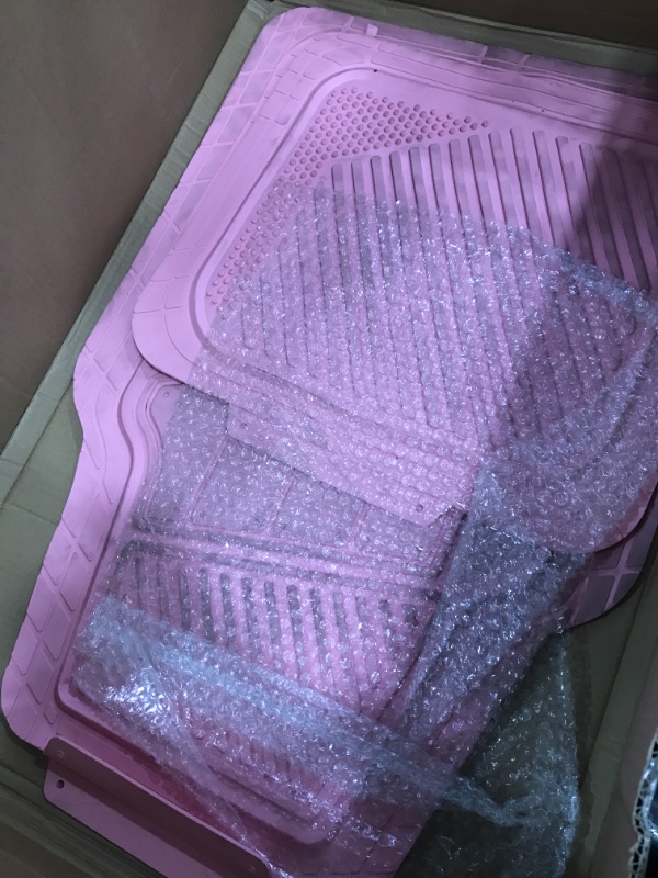 Photo 1 of CAR PASS Heavy Duty Rubber Floor Mats Pink 4-Piece Car Mat Set - Universal Waterproof Floor Mats for Car SUV Truck, Durable All-Weather Mats(All Pink)