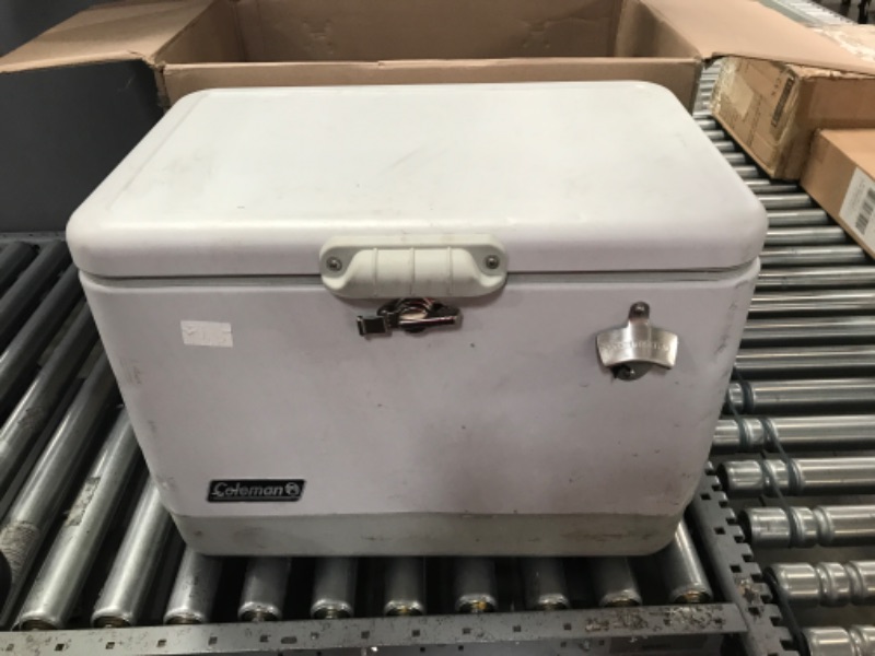 Photo 2 of Coleman Ice Chest | Reunion 54 Quart Steel Belted Cooler Stainless Steel