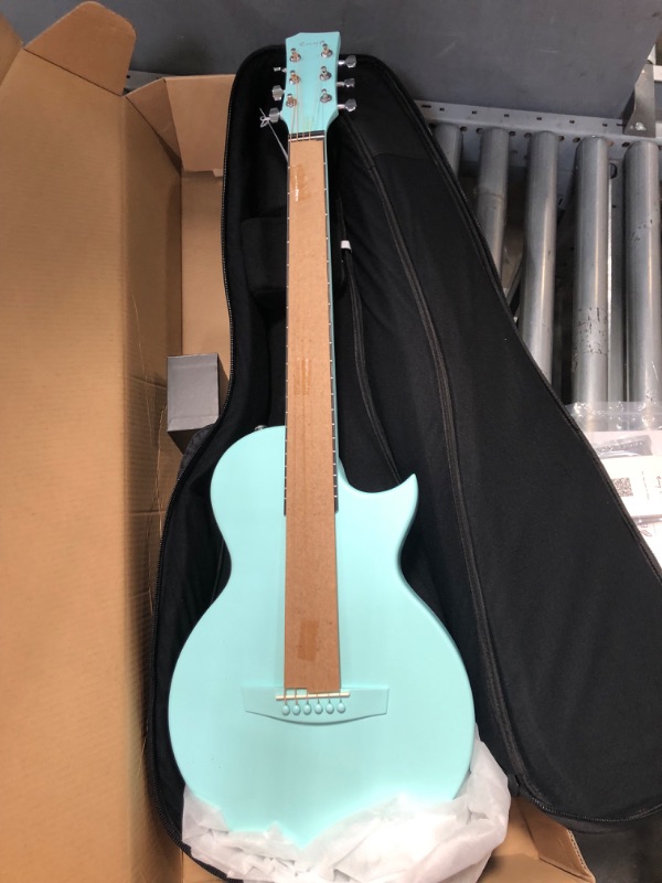 Photo 2 of Enya Nova Go Carbon Fiber Acoustic Guitar 1/2 Size Beginner Adult Travel Acustica Guitarra w/Starter Bundle Kit of Colorful Gift Packaging, Acoustic Guitar Strap, EVA Case, Cleaning Cloth(Blue) Acoustic Blue