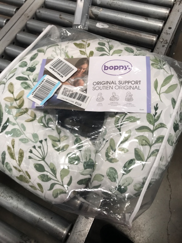 Photo 2 of Boppy Original Support Nursing Pillow, Green Foliage, Ergonomic Breastfeeding, Bottle Feeding, and Bonding, Firm Hypoallergenic Fiber Fill, Removable Cover, Machine Washable