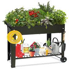 Photo 1 of aboxoo Large Planter Raised Beds with Legs Outdoor Metal Planter Box on Wheels Elevated Garden Bed for Vegetables Flower Herb Patio (40" L x 11" W x 31.5" H)