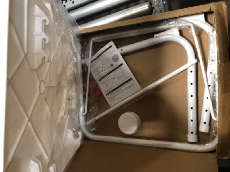 Photo 1 of **MINOR DAMAGE**Adjustable TV Tray Table - TV Dinner Tray on Bed & Sofa, Comfortable Folding Table with 6 Height & 3 Tilt Angle Adjustments(White)