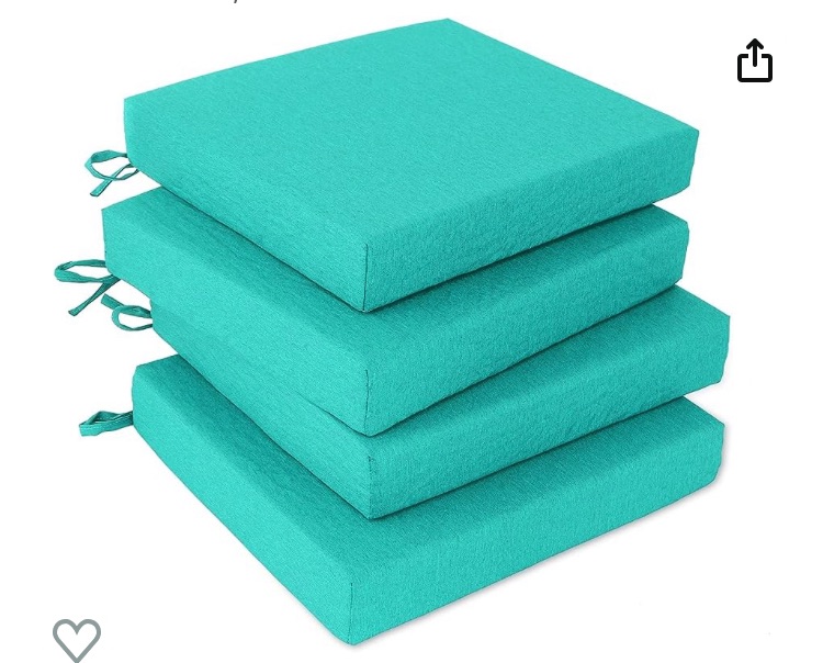Photo 1 of ***INCLUDES 3 ONLY***
EAIMi Outdoor Chair Cushions for Patio Furniture - Square Corner Patio Cushions for Outdoor Furniture- Waterproof Indoor Chair Cushions for Dinning Chairs, 18.5" X 16" X 3", Teal
