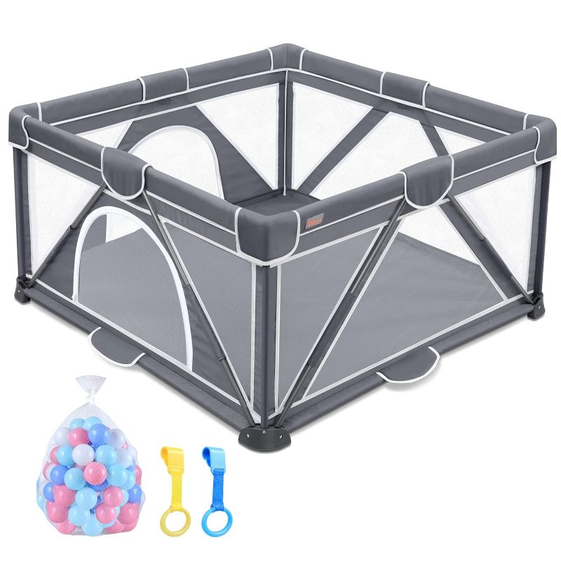 Photo 1 of 
Foldable Baby Playpen, Yobear Large Playpen for Babies and Toddlers with 50 PCS Ocean Balls & 2 Handles, Indoor & Outdoor Kids Safety Play Pen Area,...
Size:50*50in