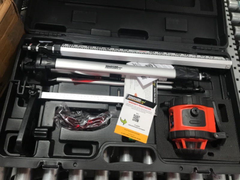 Photo 5 of ( TESTED ) Johnson Level & Tool 40-6517 Self-Leveling Rotary Laser System, 29 x 7", Red, 1 Kit Rotary Laser Level Kit