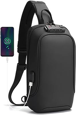 Photo 1 of Dwenles Anti theft Crossbody Sling Bag,Waterproof Chest Daypack with USB Charging, Shoulder Backpack for Men Women (Black)

