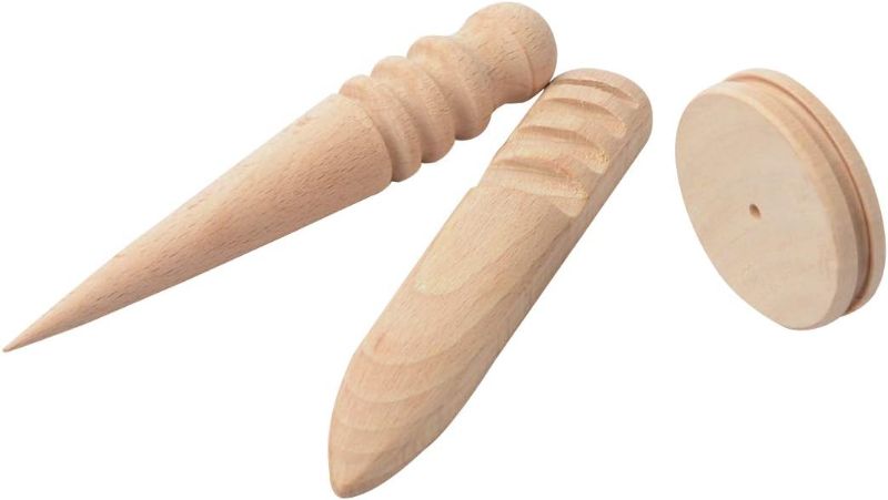 Photo 1 of Alikeke 3 PCS Wood Leather Edge Burnisher, Wood Slicker Leather Craft Edging Device, Wood Leather Burnisher Tool Multi-Size Set, Leather Craft Edge Chamfering Device for Burnishing Leather Projects