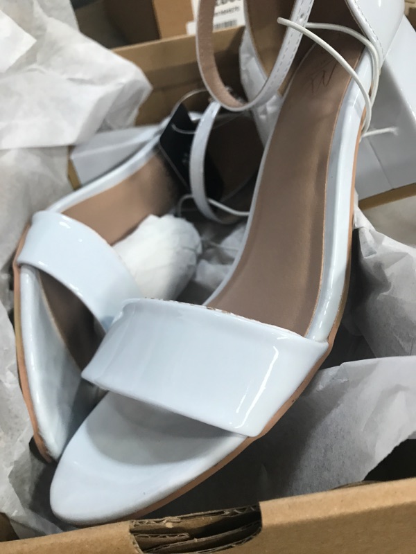 Photo 2 of DCMBLY Women's Chunky Heels Open Toe Block Heels Low Heel Dress Shoes for Wedding with Patent Leather Sandal   SIZE 7
