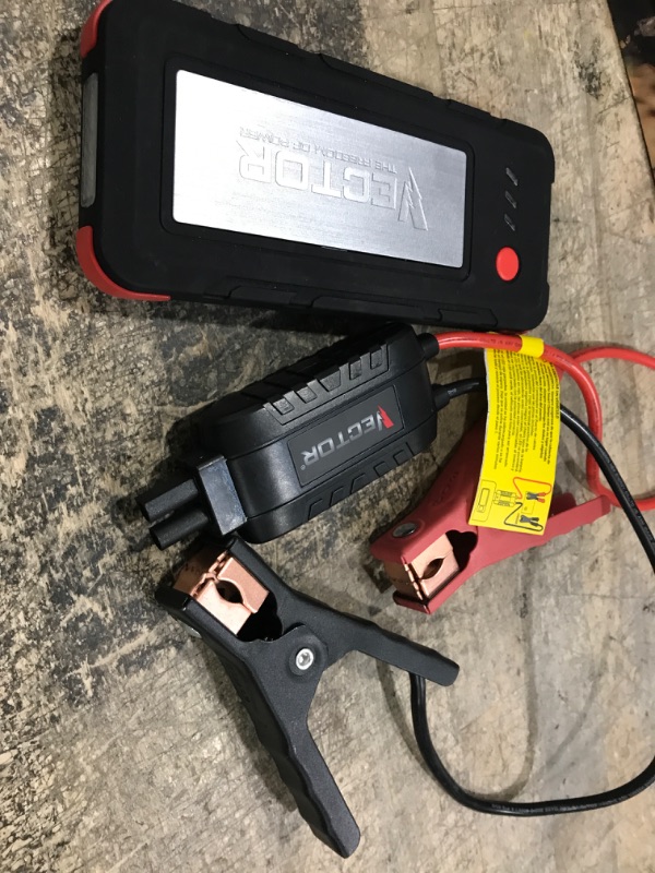 Photo 2 of VECTOR SS6LV 1200 Peak Amp Lithium Jump Starter Battery Booster, USB-A(2.1 Amps), USB-C(3.1 Amps), Power in & Out, LED Work Light, & Heavy Duty Powder Coated Clamps