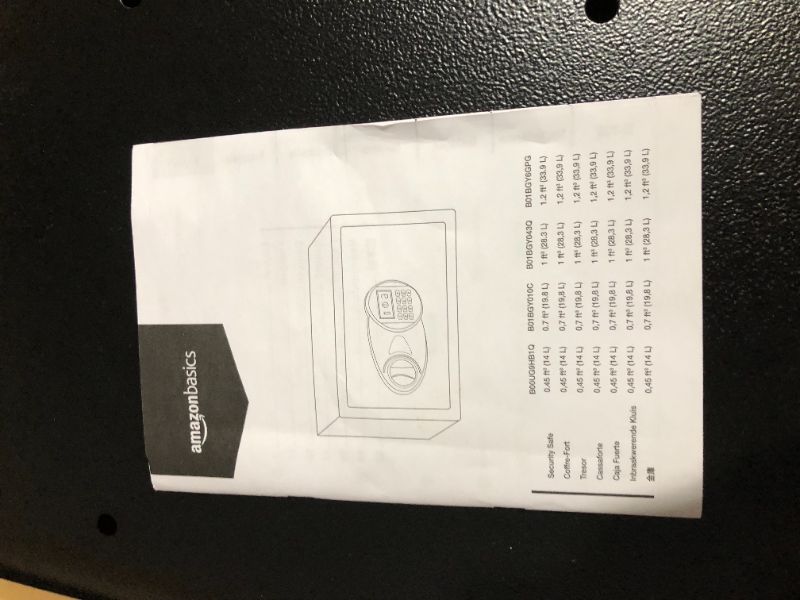 Photo 4 of ***MISSING KEYS - LOCKED - NONFUNCTIONAL - SEE NOTES***
Amazon Basics Steel Security Safe with Programmable Electronic Keypad, 16.93 x 14.57 x 10.63 Inches, 1.2 Cubic Feet