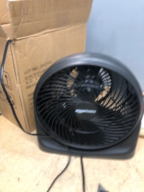 Photo 2 of Amazon Basics 3 Speed Small Room Air Circulator Fan, 11-Inch, Blade, Black, 7.6"D x 14.8"W x 14.1"H
