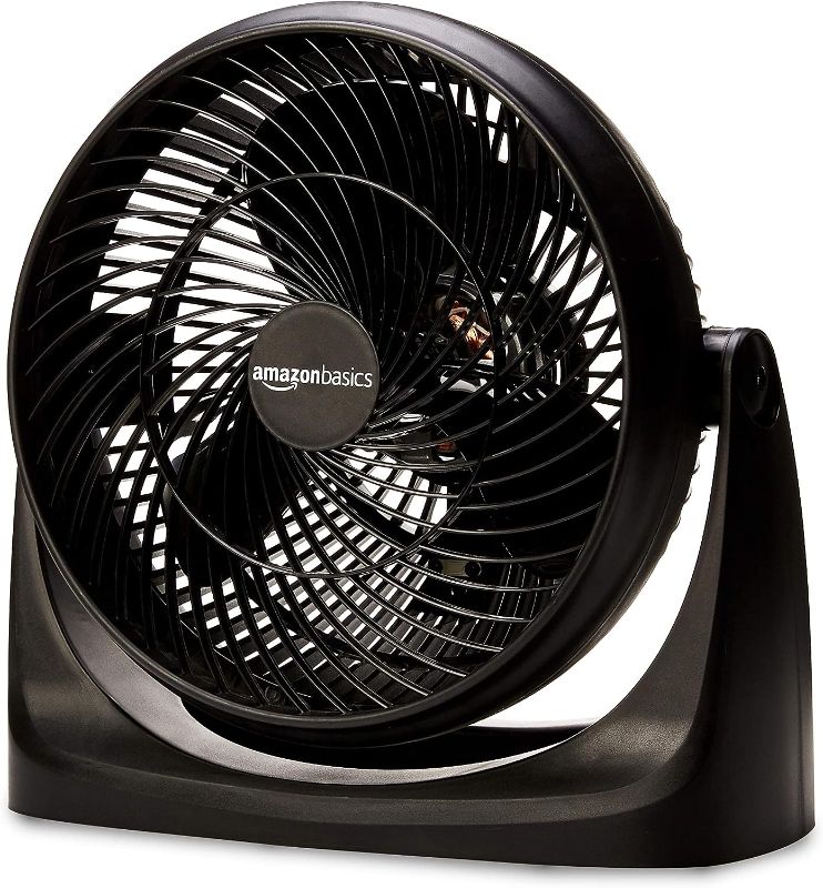 Photo 1 of Amazon Basics 3 Speed Small Room Air Circulator Fan, 11-Inch, Blade, Black, 7.6"D x 14.8"W x 14.1"H
