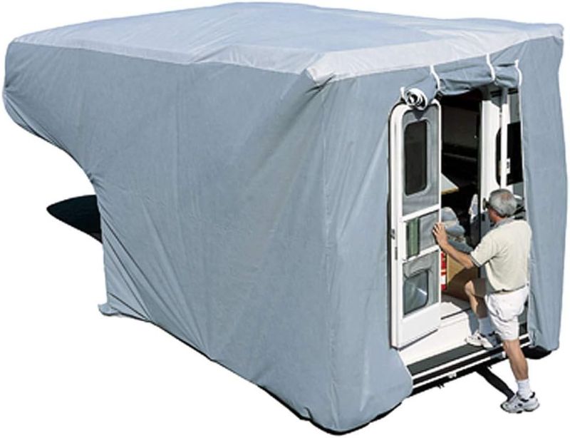 Photo 1 of ADCO 12264 SFS Aqua Shed Truck Camper Cover - 8' to 10' Queen Bed , Gray, Medium - Queen 193 Inch -213 Inch
