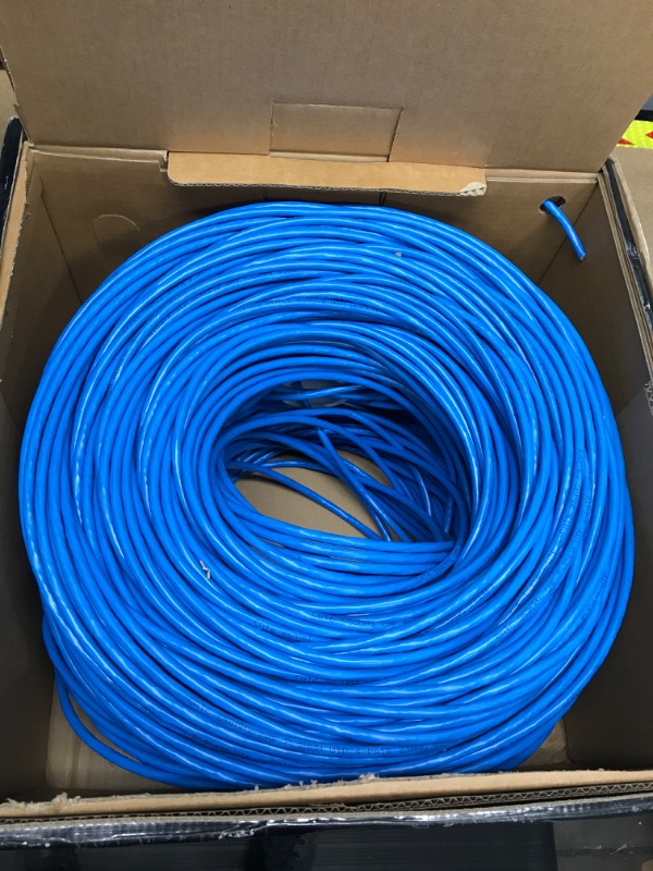 Photo 2 of CAT6 Plenum (CMP) Cable 1000FT | Network Analyzer Test Passed | 23AWG 4Pair, Solid 550MHz Network Cable 10Gigabit UTP, Available in Blue