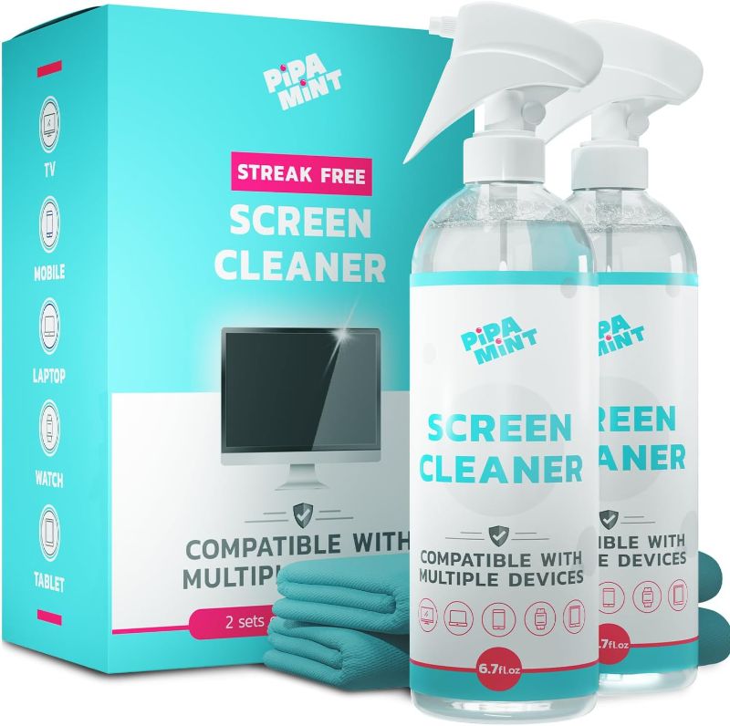 Photo 1 of Screen Cleaner Spray (2 Pack), TV Screen Cleaner, Computer Screen Cleaner, for Laptop, iPad, MacBook, Smart TV, Monitor Cleaner - Computer Cleaning kit Electronic Cleaner - Microfiber Cloth Included