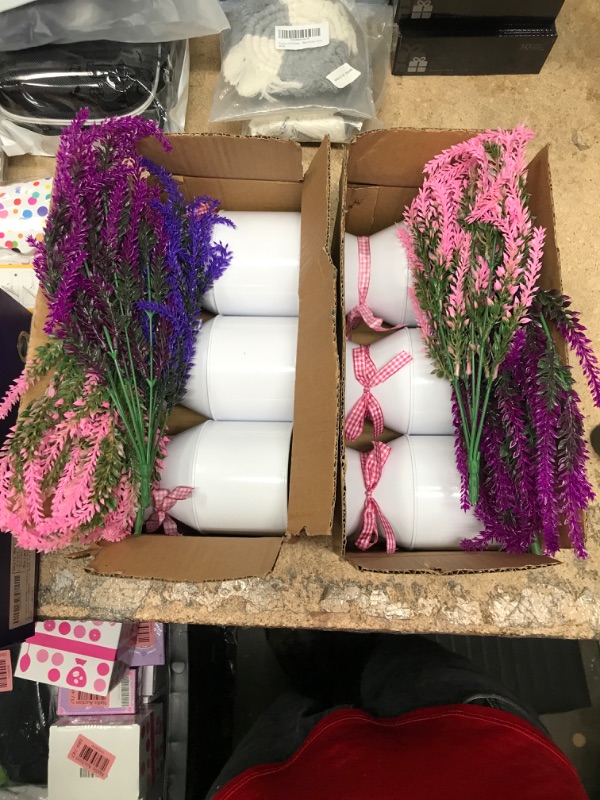 Photo 2 of 2 pack of Aweyka 3 Pack Lavender Mason Jar Table Centerpiece, Artificial Lavender Flowers Decor Faux Lavender Plants Potted for Summer Farmhouse Table Centerpiece Windowsill Country Indoor Wedding Decoration