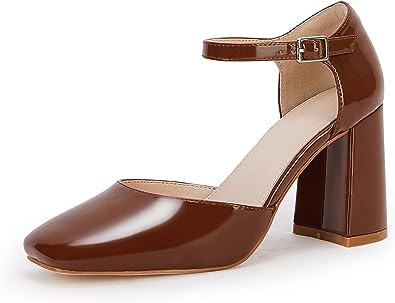 Photo 1 of PiePieBuy Womens Mary Jane Pumps Square Toe Ankle Strap Buckle Chunky Block Heels Dress Shoes Size 9 1/2
