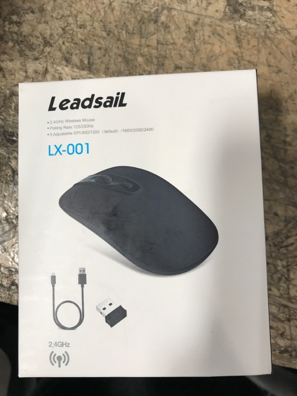 Photo 1 of LeadsaiL Rechargeable Wireless Computer Mouse, 2.4G Portable Slim Cordless Mouse Less Noise for Laptop Optical Mouse with 5 Adjustable DPI Levels USB Mouse for Laptop, Deskbtop, MacBook Black