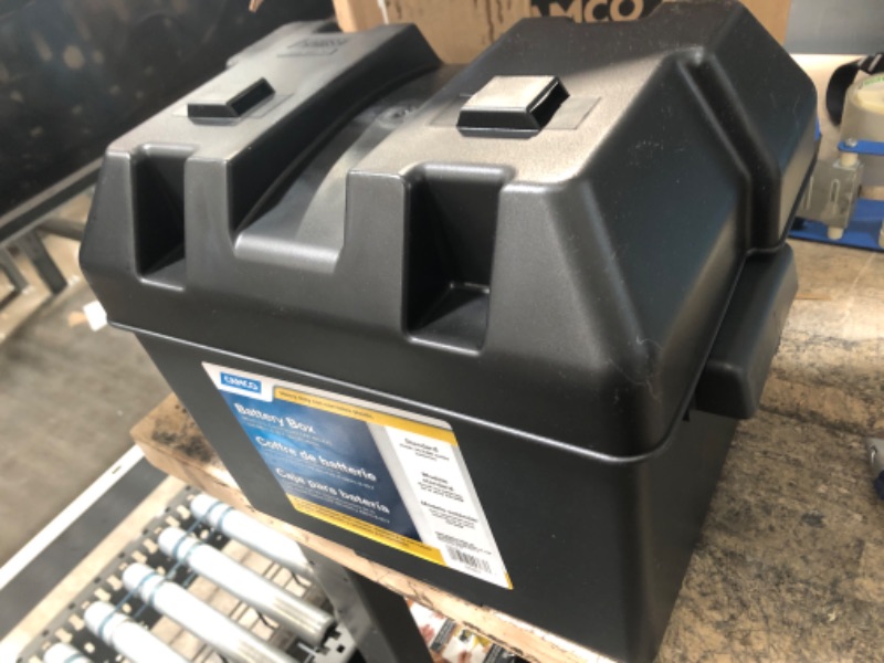 Photo 2 of Camco Heavy Duty Battery Box with Straps and Hardware - Group 24 |Safely Stores RV, Automotive, and Marine Batteries |Durable Anti-Corrosion Material | Measures 7-1/4" x 10-3/4" x 8" | (55363) Frustration Free Packaging Regular Battery Box