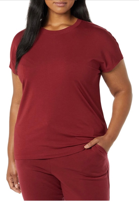 Photo 1 of Amazon Aware Women's Cotton Modal Dropped Shoulder Long Line T-Shirt (Available in Plus Size Red XXL