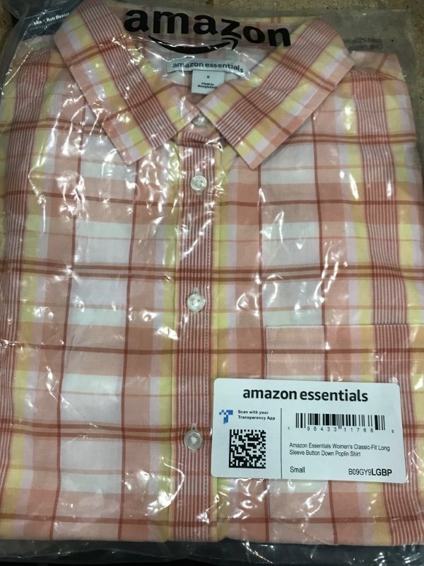 Photo 2 of Amazon Essentials Women's Classic-Fit Long-Sleeve Button-Down Poplin Shirt Small