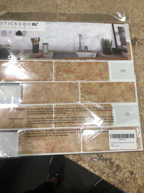 Photo 2 of STICKGOO 10-Sheet Peel and Stick Subway Tile Backsplash, 13"x 12" Crema Marfil Kitchen Backsplash Peel and Stick Tiles