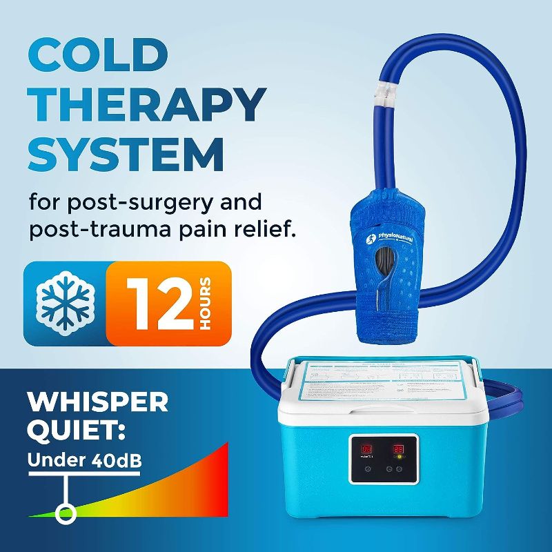 Photo 1 of 
Cold Therapy Machine — Cryotherapy Freeze Kit System — for Post-Surgery Care, ACL, MCL, Swelling, Sprains, and Other Injuries - Wearable, Adjustable Knee.