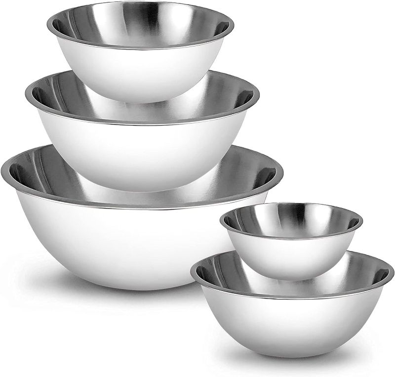 Photo 1 of 
WHYSKO Meal Prep Stainless Steel Mixing Bowls Set, Home, Refrigerator, and Kitchen Food Storage Organizers | Ecofriendly, Reusable, Heavy Duty (White)