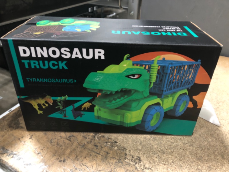Photo 1 of Dinosaur Transport Truck Toy Play Set for Toddlers, Triceratops Cage Vehicle Carrier Car Toys for Kids 3 4 5 6 7 Years, Monster Truck with 8 Dino Figures & Play Mat, Gift for Boys and Girls Triceratops Dino Truck