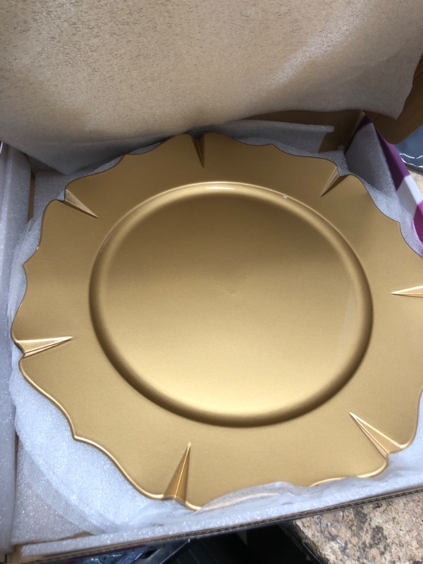Photo 2 of 
Spsyrine Gold Charger Plates, 13 Inch Metallic Scalloped Chargers for Dinner Plate Set of 6, Decorative Plastic Plate Chargers for Party, Wedding, Baby...
