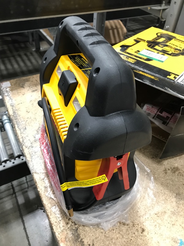 Photo 4 of DEWALT DXAEJ14 Digital Portable Power Station Jump Starter: 1400 Peak/700 Instant Amps, 120 PSI Digital Air Compressor, 3.1A USB Ports, Battery Clamps , Yellow