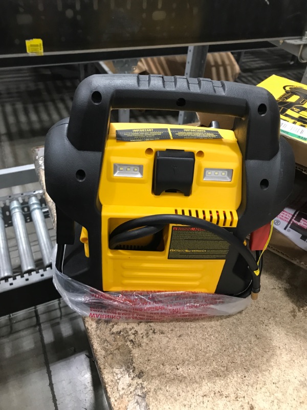 Photo 3 of DEWALT DXAEJ14 Digital Portable Power Station Jump Starter: 1400 Peak/700 Instant Amps, 120 PSI Digital Air Compressor, 3.1A USB Ports, Battery Clamps , Yellow