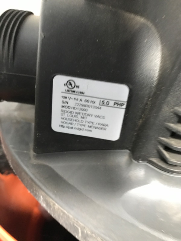 Photo 1 of 12 Gallon 5.0 Peak HP NXT Wet/Dry Shop Vacuum with Filter, Locking Hose and Accessories
