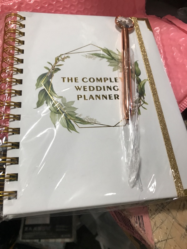 Photo 2 of Wedding Planner&Organizer with RosGold Heart Pen Set,Hardcover Undated Bridal Planning Journal Diary Notebook,Countdown Wedding Planning Engagement Gift for Newly Engaged Couples,Future Brides M(8.4"x6.8") White