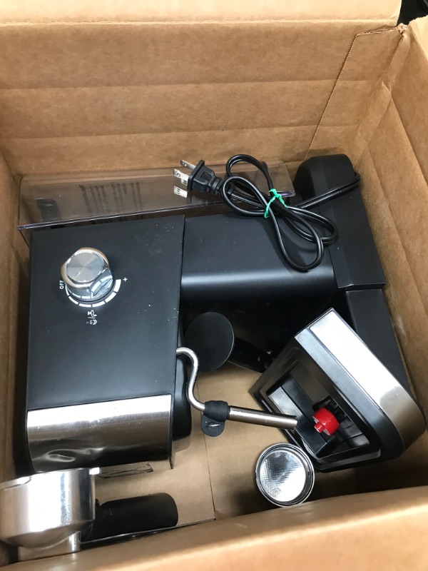Photo 3 of (USED AND ONLY FOR PARTS) ICUIRE Espresso Machine with Milk Frother, 20 Bar Pump Pressure Coffee Machine, 1.5L/50oz Removable Water Tank, 1050W Semi-Automatic Espresso/Latte/Cappuccino Machines for Home Barista, Office Black