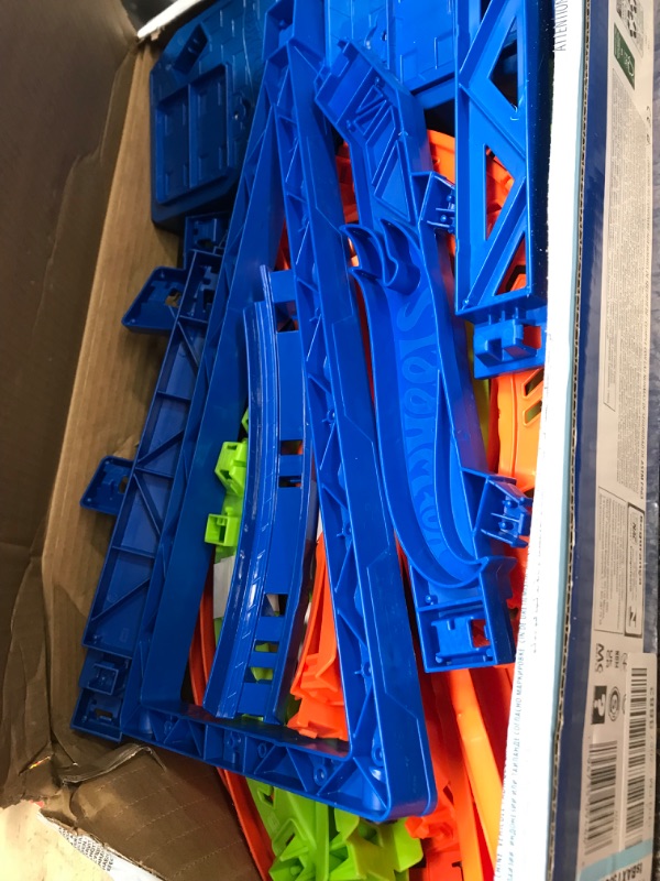 Photo 2 of ?Hot Wheels Track Set and 1:64 Scale Toy Car, 29" Tall Track with Motorized Booster for Fast Racing, Action Spiral Speed Crash Playset???? SHIPS IN OWN CONTAINER