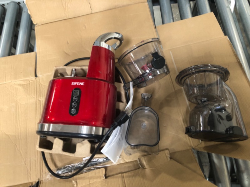 Photo 2 of **NOT FUNCTIONAL**SiFENE Slow Masticating Juicer Machines with Big 81mm Chute, Whole Slow Juicer, Cold Press Juice Extractor for Fruits and Vegetables, BPA-Free, Easy to Clean, Red