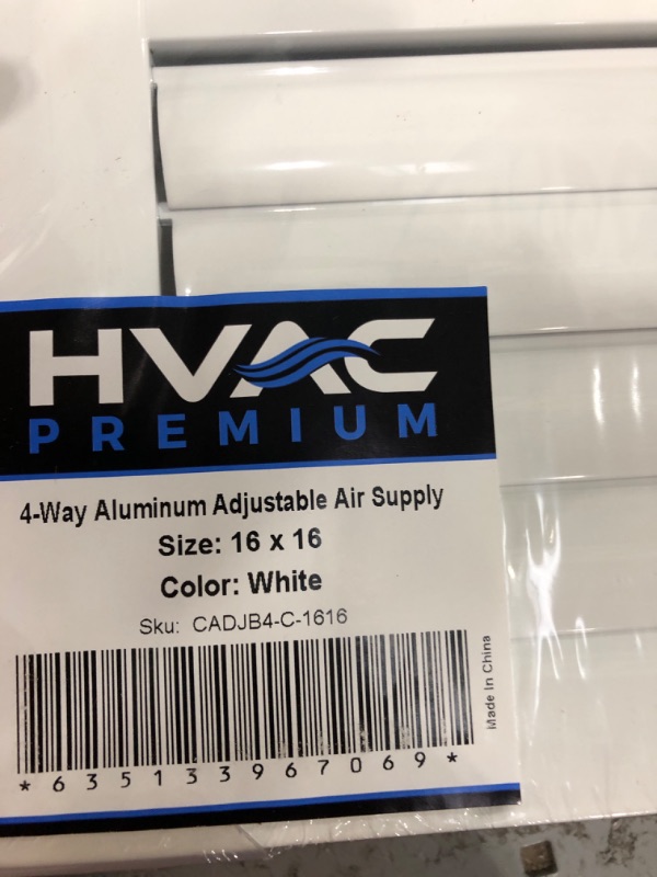 Photo 3 of 16"w X 16"h 4-Way Aluminum Curved Blade Adjustable Air Supply HVAC Diffuser - Full Control Vertical/Horizontal Airflow Direction - Vent Duct Cover [Outer Dimensions: 17.65"w X 17.65"h] 16 x 16