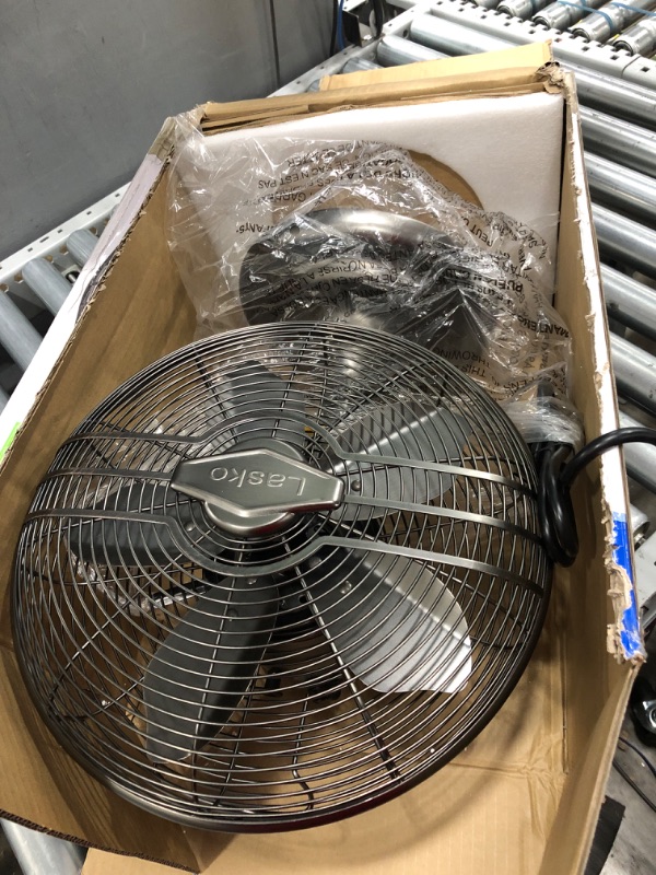 Photo 2 of Lasko 12" Classic Metal Table Fan - 12" Diameter - 3 Speed - Quiet, Carrying Handle, Oscillating - 17.3" Height x 13.3" Width - Metal