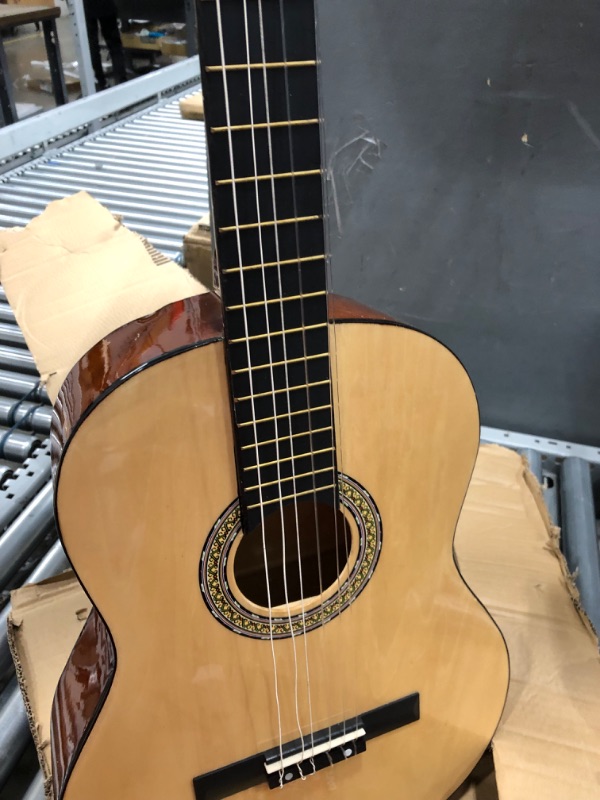 Photo 2 of **** SLIGHT DAMAGED*** Pyle Beginner Acoustic Guitar Kit, 4/4 Full Size All Wood Instrument for Beginners, Adults, 39" Natural Gloss Natural Gloss 39" Right Handed