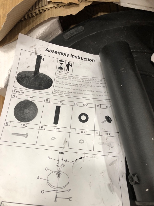 Photo 3 of *** OPEN BOX MISSING HARDWARE* ** 
Artpuch 22lbs Heavy Duty Round 16.5" Outdoor Patio Umbrella Base