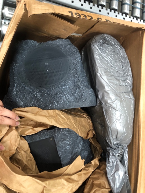 Photo 2 of Innovative Technology Outdoor Rock Speaker Pair - Wireless Bluetooth Speakers for Garden, Patio, Waterproof, Built for all Seasons & Solar Powered with Rechargeable Battery, Music Streaming - Charcoal