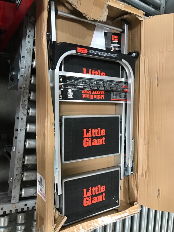 Photo 2 of Little Giant Ladders, Safety Step, 3-Step, 3 Foot, Step Stool, Aluminum, Type 1A, 300 lbs Weight Rating, (10310BA) & 10410BA Safety Step Ladder Four Step with Bar, 2 x 11-Inch 3 Step Ladders + Ladder Four Step