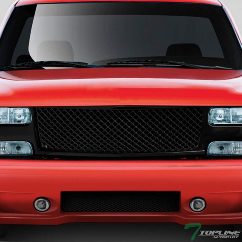 Photo 3 of ( like new ) Glossy Black Mesh Front Hood Bumper Grill Grille Guard Conversion Compatible With 99-02 Chevy Silverado 1500 2500/00-06 Tahoe Suburban
