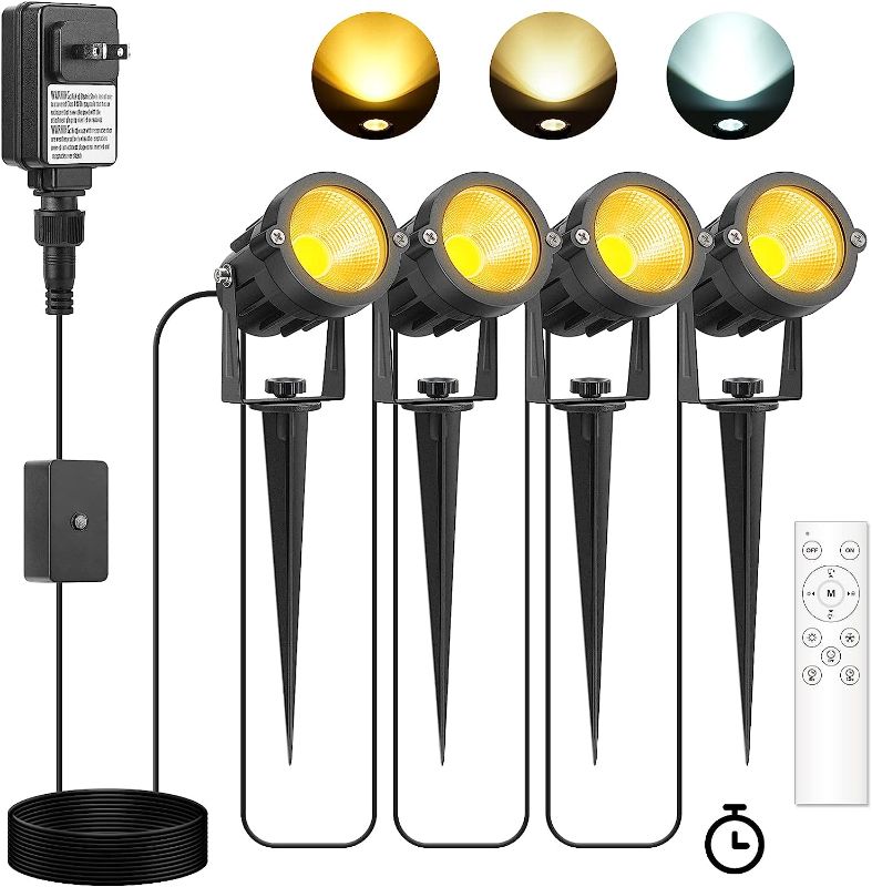 Photo 1 of VOLISUN Timer Landscape Spotlights with Transformer,Low Voltage Landscape Lights,Dusk to Dawn,Outdoor Uplights IP65 Waterproof,Comparable to Solar Spotlight,for Trees/Pathway/Garden/Flags(4 Pack)
