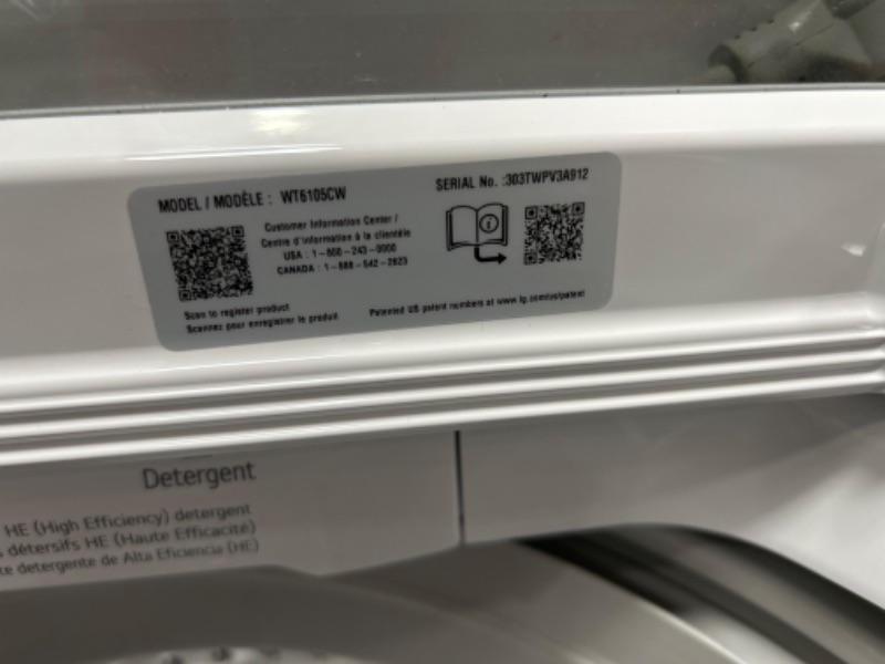 Photo 4 of LIKE NEW-LG 4.1-cu ft Agitator Top-Load Washer (White)
